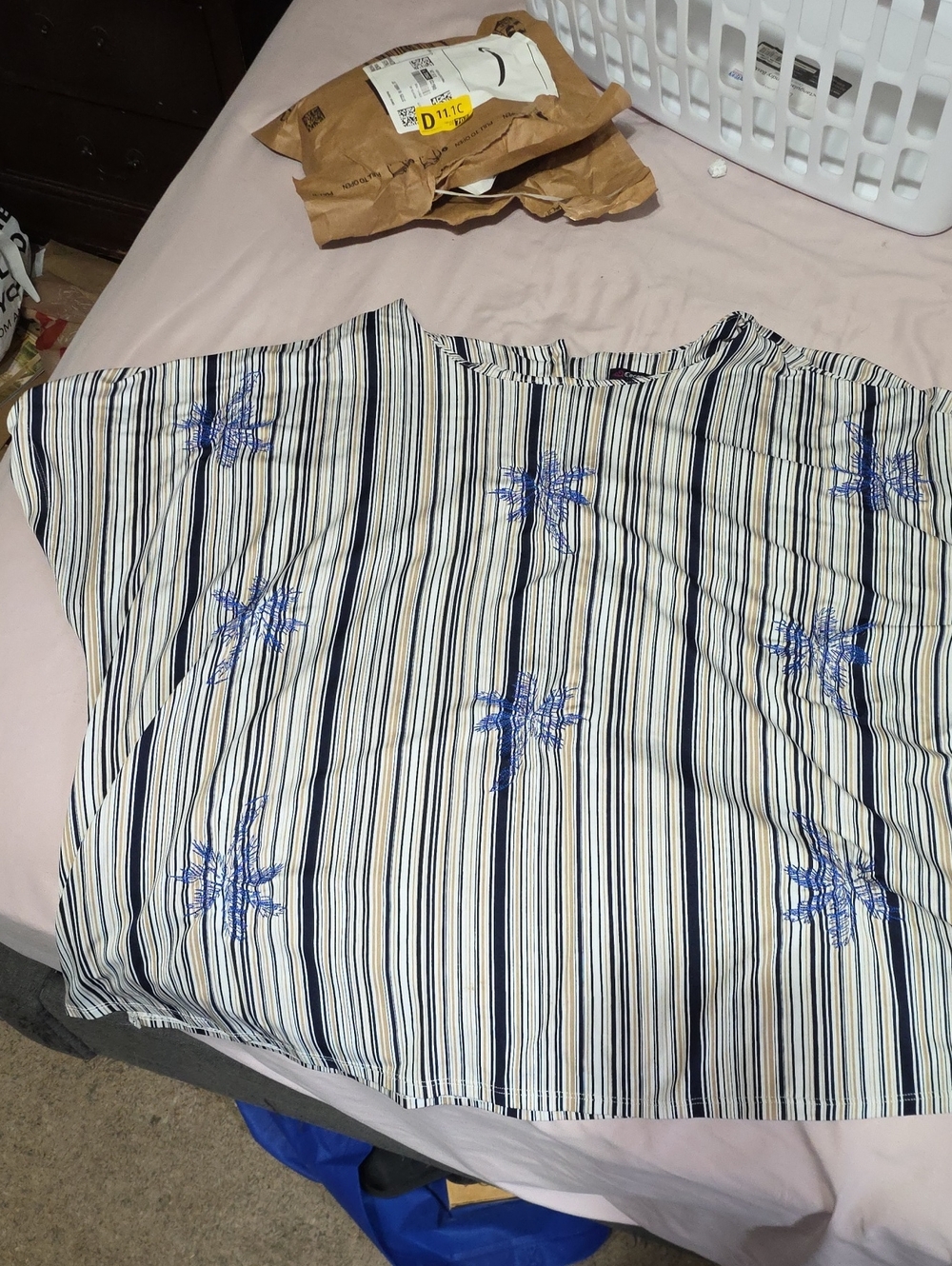 Cocomo Striped Blouse in Navy, Cream, and Tan